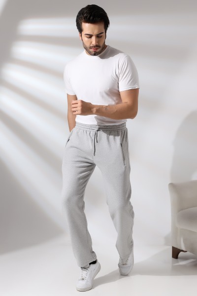 Şardonlu Cepleri Fermuarlı Üç İplik Eşofman Altı 21506 GRİMELANJ Şardonlu Cepleri Fermuarlı Üç İplik Eşofman Altı 21506 GRİMELANJ