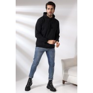 Şardonlu Kapüşonlu Sweatshirt 19125 SİYAH