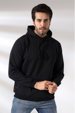 Şardonlu Kapüşonlu Sweatshirt 19125 SİYAH