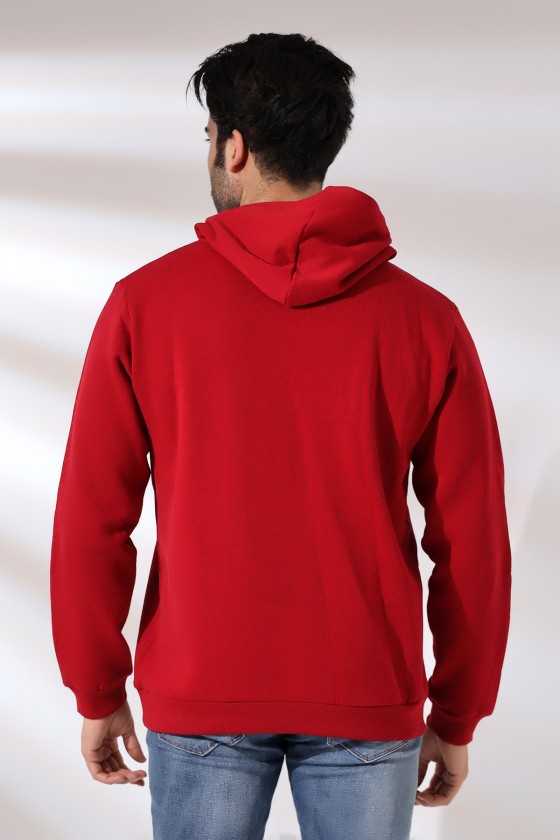 Şardonlu Kapüşonlu Sweatshirt 19125 BORDO