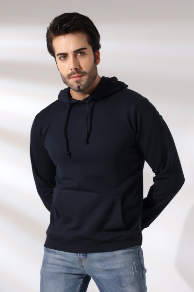 Şardonlu Kapüşonlu Sweatshirt 19125 LACİVERT Şardonlu Kapüşonlu Sweatshirt 19125 LACİVERT