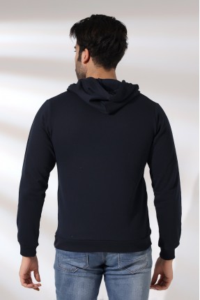 Şardonlu Kapüşonlu Sweatshirt 19125 LACİVERT