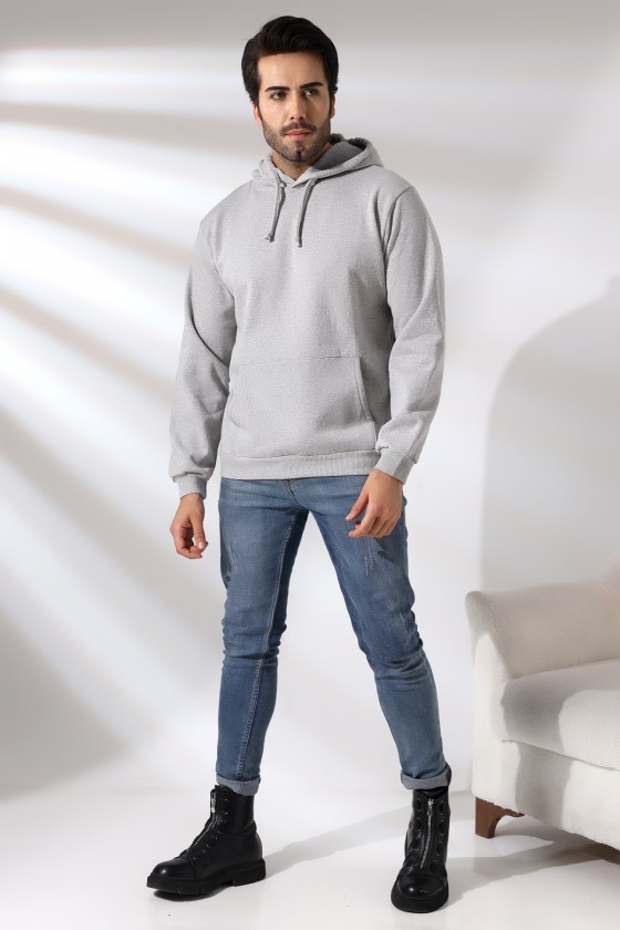 Şardonlu Kapüşonlu Sweatshirt 19125 GRİMELANJ