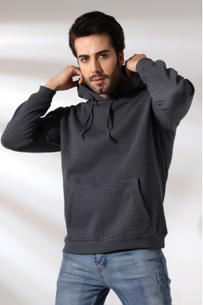 Şardonlu Kapüşonlu Sweatshirt 19125 ANTRASİTMELANJ