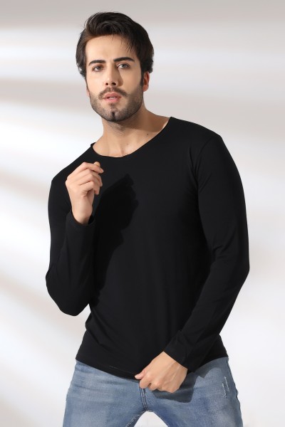 Compact Penye Likralı Regular Fit Uzun Kol Pis V Yaka T-Shirt 19698 SİYAH Compact Penye Likralı Regular Fit Uzun Kol Pis V Yaka T-Shirt 19698 SİYAH