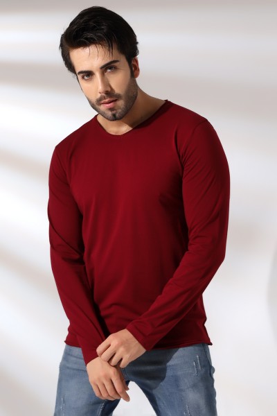 Compact Penye Likralı Regular Fit Uzun Kol Pis V Yaka T-Shirt 19698 BORDO Compact Penye Likralı Regular Fit Uzun Kol Pis V Yaka T-Shirt 19698 BORDO