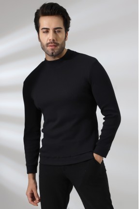 Yarım Balıkçı Kaşkorse Sweatshirt 20362 SİYAH