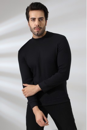 Yarım Balıkçı Kaşkorse Sweatshirt 20362 SİYAH