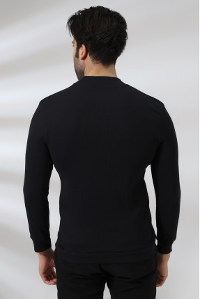 Yarım Balıkçı Kaşkorse Sweatshirt 20362 SİYAH