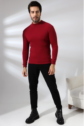 Yarım Balıkçı Kaşkorse Sweatshirt 20362 BORDO