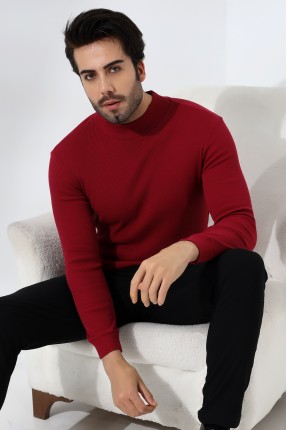 Yarım Balıkçı Kaşkorse Sweatshirt 20362 BORDO