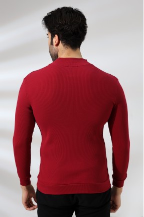 Yarım Balıkçı Kaşkorse Sweatshirt 20362 BORDO