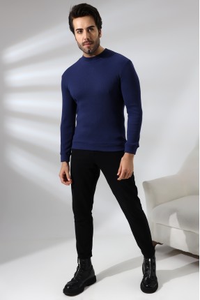 Yarım Balıkçı Kaşkorse Sweatshirt 20362 LACİVERT