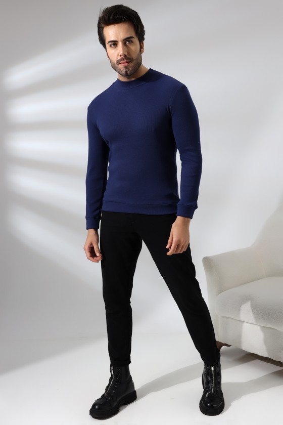 Yarım Balıkçı Kaşkorse Sweatshirt 20362 LACİVERT