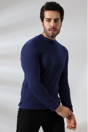 Yarım Balıkçı Kaşkorse Sweatshirt 20362 LACİVERT