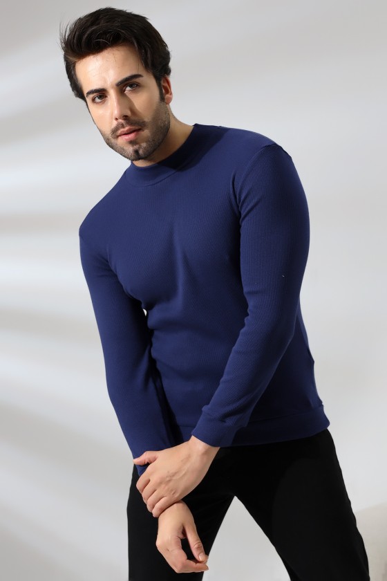 Yarım Balıkçı Kaşkorse Sweatshirt 20362 LACİVERT