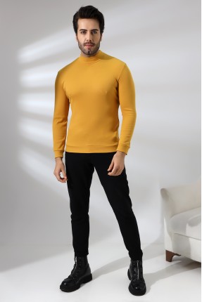 Yarım Balıkçı Kaşkorse Sweatshirt 20362 HARDAL