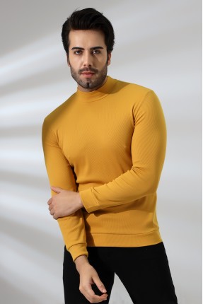 Yarım Balıkçı Kaşkorse Sweatshirt 20362 HARDAL