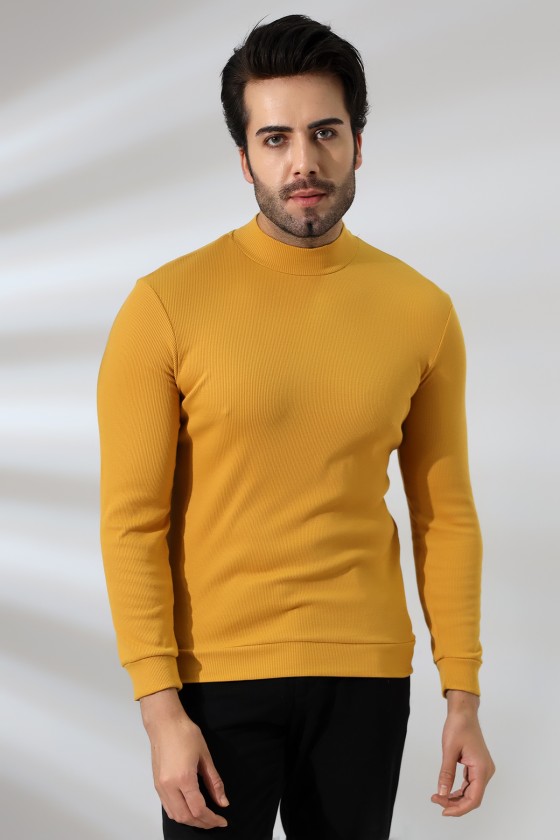 Yarım Balıkçı Kaşkorse Sweatshirt 20362 HARDAL