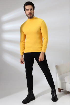 Yarım Balıkçı Kaşkorse Sweatshirt 20362 SARI