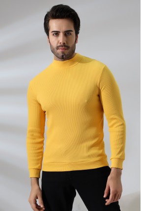 Yarım Balıkçı Kaşkorse Sweatshirt 20362 SARI