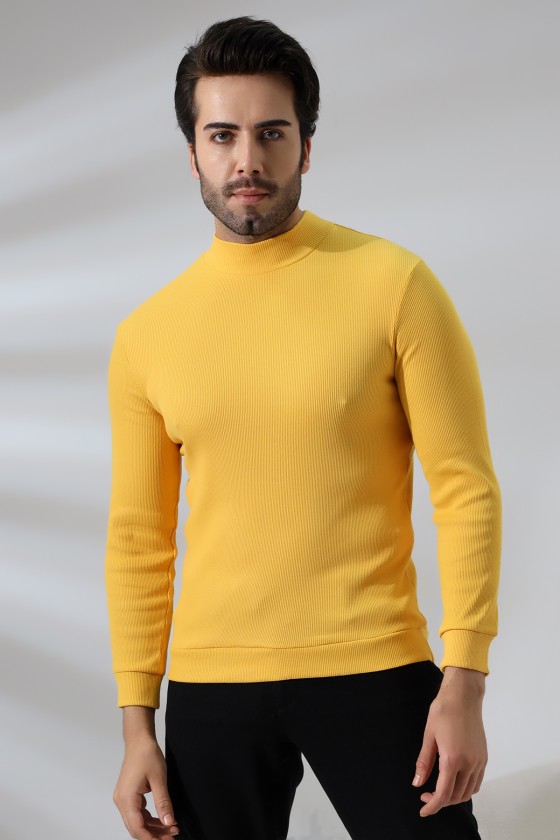 Yarım Balıkçı Kaşkorse Sweatshirt 20362 SARI