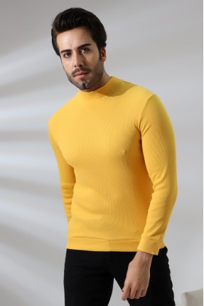 Yarım Balıkçı Kaşkorse Sweatshirt 20362 SARI