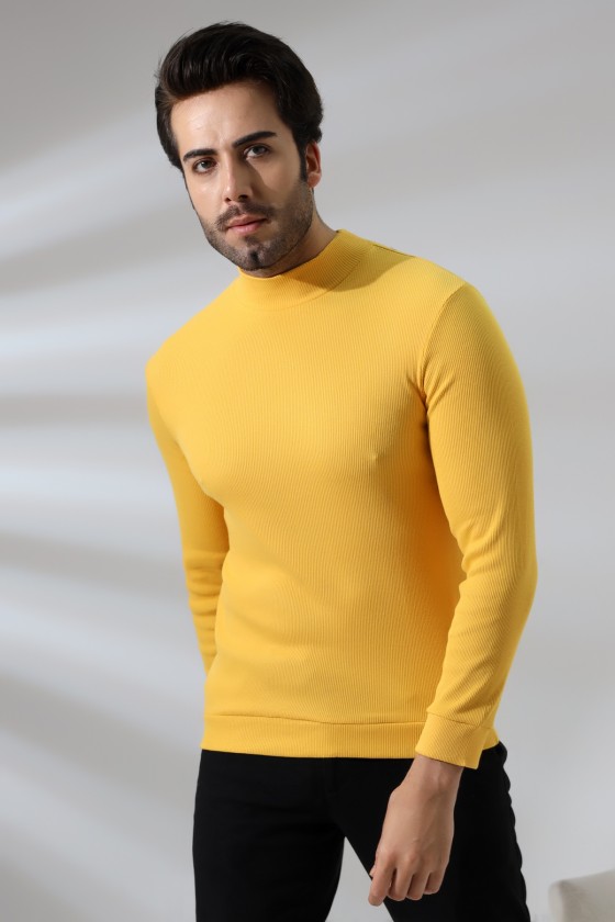 Yarım Balıkçı Kaşkorse Sweatshirt 20362 SARI