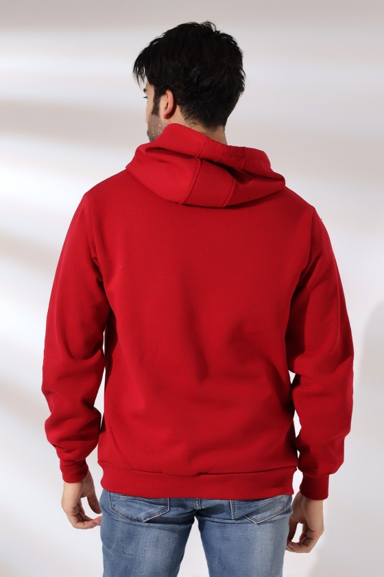 Şardonlu Kapüşonlu Fermuarlı Sweatshirt 19195 BORDO