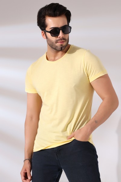 Pis Dikim Bisiklet Yaka Flamlı Kısa Kol Basic T-Shirt 19959 AÇIK SARI Pis Dikim Bisiklet Yaka Flamlı Kısa Kol Basic T-Shirt 19959 AÇIK SARI