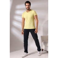 Pis Dikim V Yaka Flamlı T-Shirt 19958 AÇIK SARI