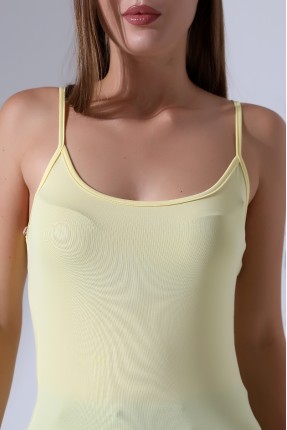 Slim Fit Dar Kesim İnce Askılı U Yaka Yumuşak Dokulu Basic Kadın Body Atlet 22001 AÇIK SARI