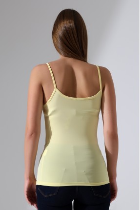 Slim Fit Dar Kesim İnce Askılı U Yaka Yumuşak Dokulu Basic Kadın Body Atlet 22001 AÇIK SARI