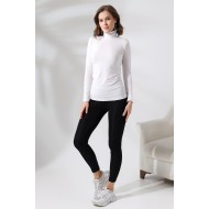 Balıkçı Yaka Kompakt Likralı Uzun Kol Bluz 19833 BEYAZ