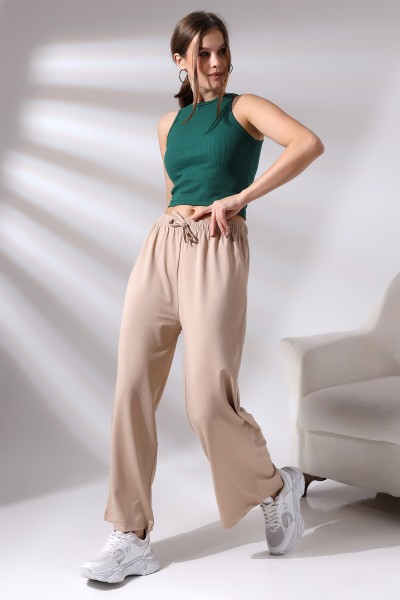 Bol Paça Rahat Kesim Pantolon 21136 BEJ