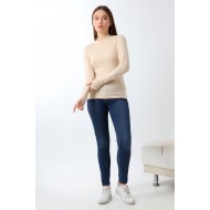 Kadın Parmak Detaylı Body 21756 BEJ