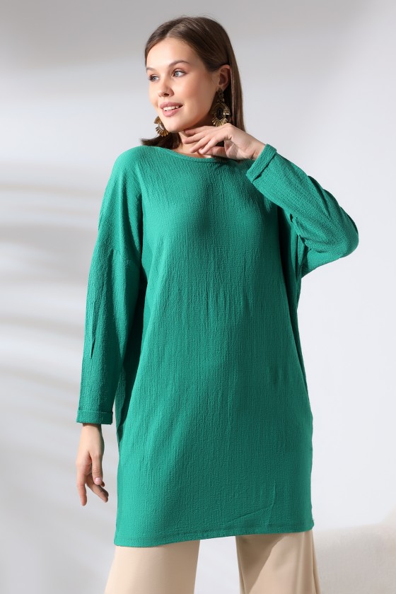 Bürümcük Kumaş Salaş Tunik 21124 BENETTON YEŞİLİ