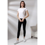 Bisiklet Yaka Kısa Kol Penye Kompakt Likralı Basic T-Shirt 21060 BEYAZ