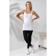 Kadın Karyokalı Uzun Basic Pamuklu Esnek Atlet 19055 BEYAZ
