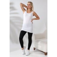 Kadın Uzun Basic Pamuklu Esnek Atlet 20516 BEYAZ