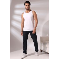 Erkek Regular Fit Pamuklu Esnek Atlet 19551 BEYAZ