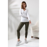 Uzun Kol V Yaka Penye Kompakt Body 19645 BEYAZ