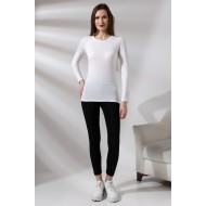 Uzun Kol Bisiklet Yaka Penye Kompakt Body 19646 BEYAZ