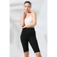 Bisikletçi Boy Toparlayıcı Kadın Tayt - Günlük Ev Kullanım Esnek Kadın Taytı 21839 SİYAH