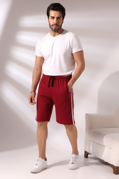 Erkek Çift Şeritli Şort 19630 BORDO Erkek Çift Şeritli Şort 19630 BORDO