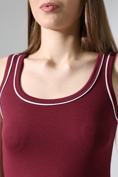 Kalın Askılı Sırtı Kapalı Kolsuz Kadın Atlet 21870 BORDO