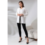 Bürümcük Kumaş Kimono Hırka 21062 EKRU
