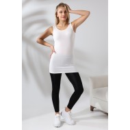 Kadın Uzun Basic Pamuklu Esnek Atlet 20516 EKRU