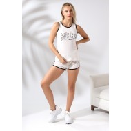 Baskılı Alt Üst Şort Takım 21081 EKRU