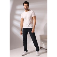 Pis Dikim V Yaka Flamlı T-Shirt 19958 EKRU